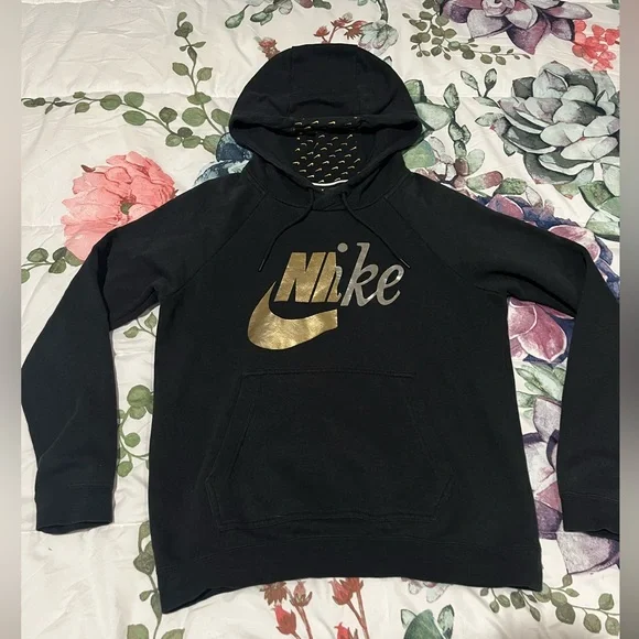 Nike Tops Nike Hoodie With Gold Graphic Print Inner Hoodie